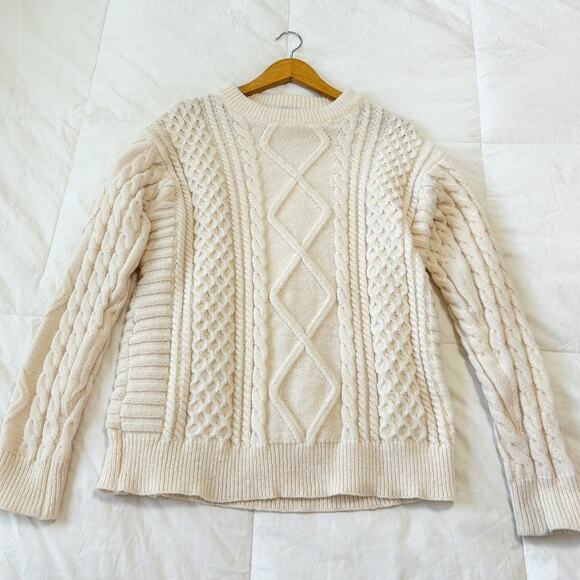 NWOT Aelfric Eden Retro 90s Cream Cable Knit Sweater Size M – Cozy Chunky Knit - Picture 5 of 8